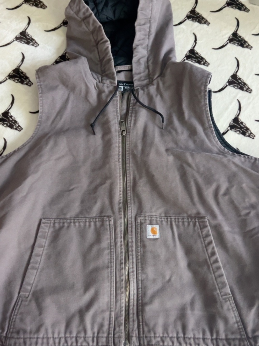 Carhartt Women’s XXL Washed Duck Insulated Hooded Vest Brown Gray